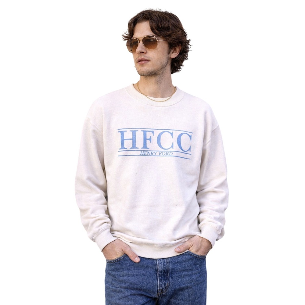 VELVA SHEEN 70's Vintage HFCC Henry Ford Collegiate Sweatshirt White Mens L